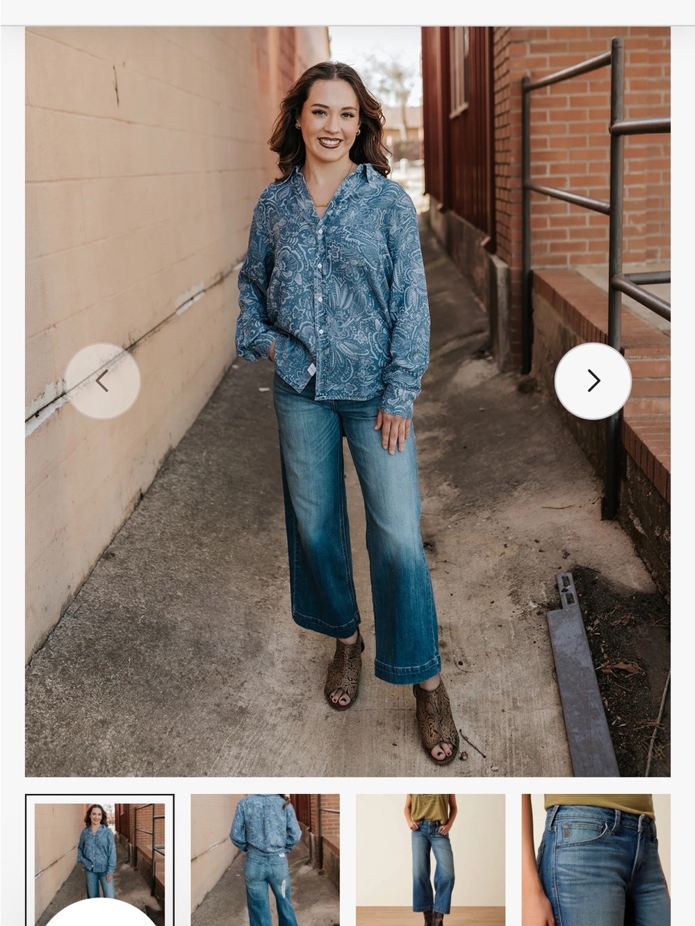 Ariat Blue Cropped Wide-Leg Jeans